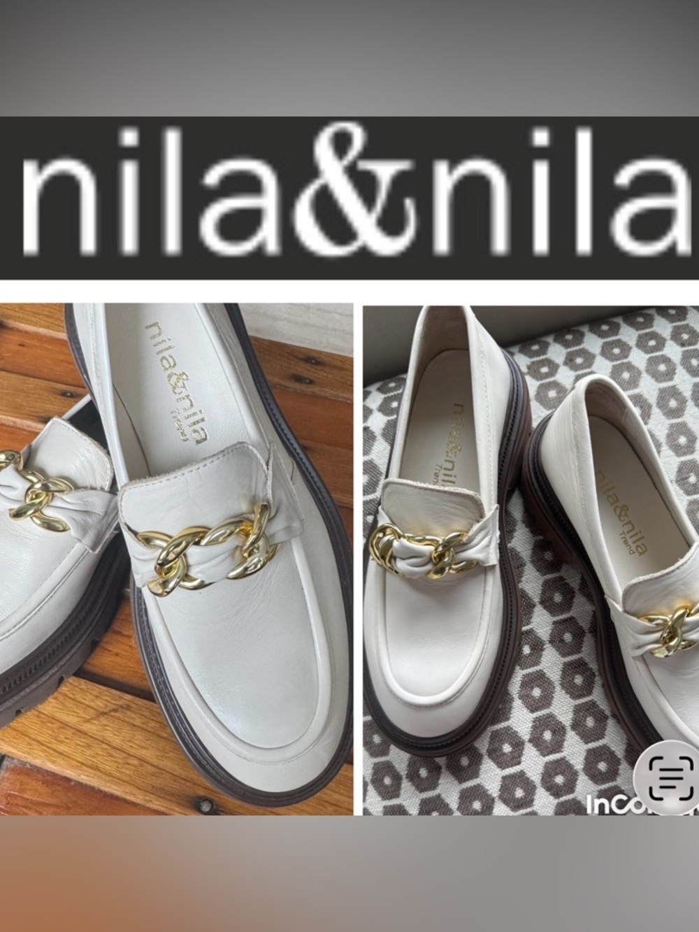 Nila & Nila NWOT Leather Chain-Trim Lug Sole Loafers